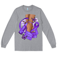 Heather Grey Cancer diva purple ribbon Long Sleeve Tee - NancyCooperArtShop