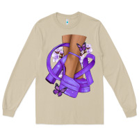 Mushroom Cancer diva purple ribbon Long Sleeve Tee - NancyCooperArtShop
