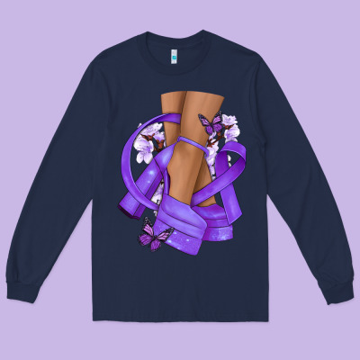 Cancer Diva Purple Ribbon Long Sleeve Tee Designed By Nancycooperartshop
