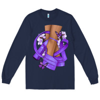 Navy Cancer diva purple ribbon Long Sleeve Tee - NancyCooperArtShop