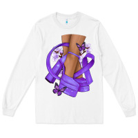 White Cancer diva purple ribbon Long Sleeve Tee - NancyCooperArtShop