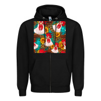 Black western  chicken with sunflowers seamless pattern Zipper Hoodie - FaDigitalArtStudio