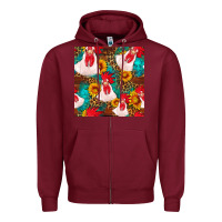 Burgundy western  chicken with sunflowers seamless pattern Zipper Hoodie - FaDigitalArtStudio