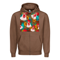 Chestnut western  chicken with sunflowers seamless pattern Zipper Hoodie - FaDigitalArtStudio