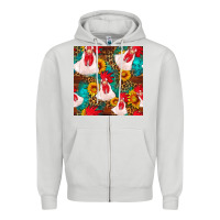 Dove Grey western  chicken with sunflowers seamless pattern Zipper Hoodie - FaDigitalArtStudio