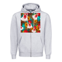 Heather Grey western  chicken with sunflowers seamless pattern Zipper Hoodie - FaDigitalArtStudio