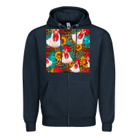 Navy western  chicken with sunflowers seamless pattern Zipper Hoodie - FaDigitalArtStudio