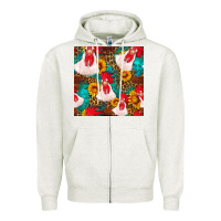 Oatmeal Heather western  chicken with sunflowers seamless pattern Zipper Hoodie - FaDigitalArtStudio