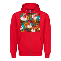 Red western  chicken with sunflowers seamless pattern Zipper Hoodie - FaDigitalArtStudio