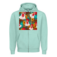 Seafoam western  chicken with sunflowers seamless pattern Zipper Hoodie - FaDigitalArtStudio
