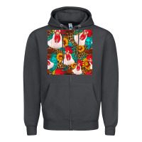 Smoke western  chicken with sunflowers seamless pattern Zipper Hoodie - FaDigitalArtStudio