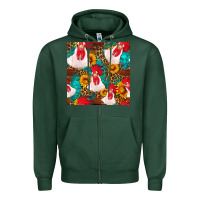 Sports Green western  chicken with sunflowers seamless pattern Zipper Hoodie - FaDigitalArtStudio