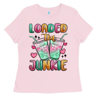 Bubblegum Pink loaded tea junkie Ladies Tee - MaliasSmallBusiness