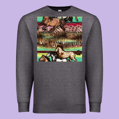 Horses Seamless Pattern Premium Sweatshirt Designed By Bundleandbundleshop