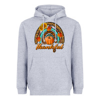 Heather Grey thankful pumpkin rainbow Heavyweight Hoodie - BundleAndBundleShop