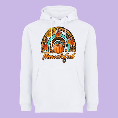 Thankful Pumpkin Rainbow Heavyweight Hoodie Designed By Bundleandbundleshop