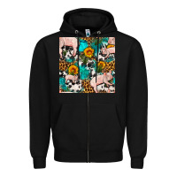 Black american yorkshire pig seamless pattern Zipper Hoodie - FaDigitalArtStudio