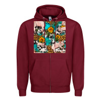 Burgundy american yorkshire pig seamless pattern Zipper Hoodie - FaDigitalArtStudio