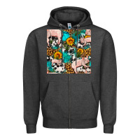 Charcoal Heather american yorkshire pig seamless pattern Zipper Hoodie - FaDigitalArtStudio