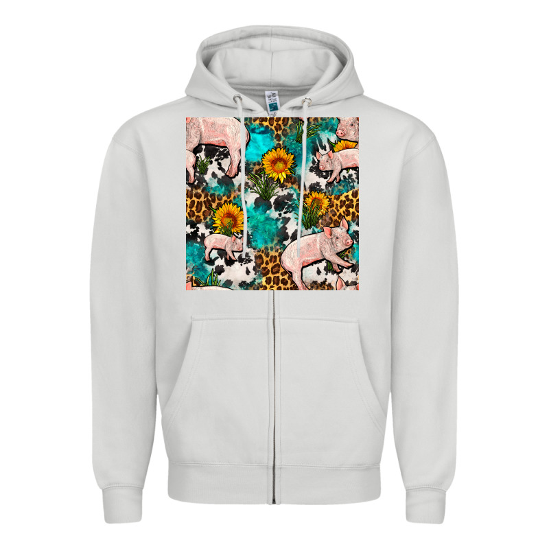 American Yorkshire Pig Seamless Pattern Zipper Hoodie by FaDigitalArtStudio | Teevron