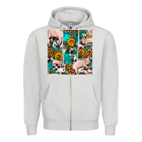 Dove Grey american yorkshire pig seamless pattern Zipper Hoodie - FaDigitalArtStudio