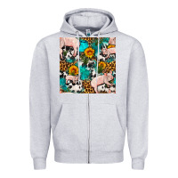 Heather Grey american yorkshire pig seamless pattern Zipper Hoodie - FaDigitalArtStudio