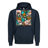 Navy american yorkshire pig seamless pattern Zipper Hoodie - FaDigitalArtStudio