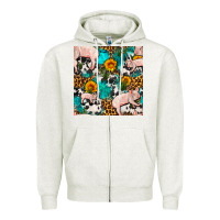 Oatmeal Heather american yorkshire pig seamless pattern Zipper Hoodie - FaDigitalArtStudio
