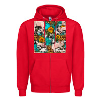 Red american yorkshire pig seamless pattern Zipper Hoodie - FaDigitalArtStudio