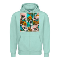 Seafoam american yorkshire pig seamless pattern Zipper Hoodie - FaDigitalArtStudio