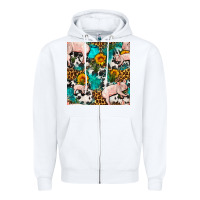 White american yorkshire pig seamless pattern Zipper Hoodie - FaDigitalArtStudio