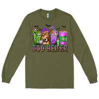 Army Green Boo Heifer Coffee Cups with Halloween Long Sleeve Tee - texasbilliewilder