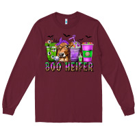 Burgundy Boo Heifer Coffee Cups with Halloween Long Sleeve Tee - texasbilliewilder