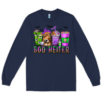 Navy Boo Heifer Coffee Cups with Halloween Long Sleeve Tee - texasbilliewilder