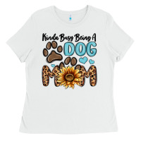 White kinda busy being a dog mom Ladies Tee - MaliasSmallBusiness