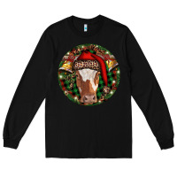 Black Longhorn Cow Christmas Long Sleeve Tee - RanaPortraitStore
