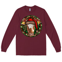 Burgundy Longhorn Cow Christmas Long Sleeve Tee - RanaPortraitStore