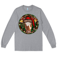 Heather Grey Longhorn Cow Christmas Long Sleeve Tee - RanaPortraitStore