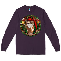Plum Longhorn Cow Christmas Long Sleeve Tee - RanaPortraitStore
