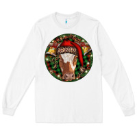 White Longhorn Cow Christmas Long Sleeve Tee - RanaPortraitStore