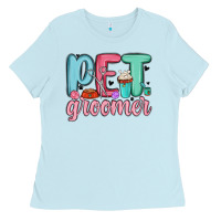 Baby Blue pet groomer Ladies Tee - MaliasSmallBusiness