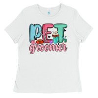 White pet groomer Ladies Tee - MaliasSmallBusiness