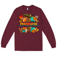 Burgundy Pharmacist pumpkin Long Sleeve Tee - NancyCooperArtShop