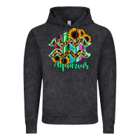 Vintage Black Aquarius Zodiac Sign Sunflower Leopard Serape Vintage Hoodie - RanaPortraitStore