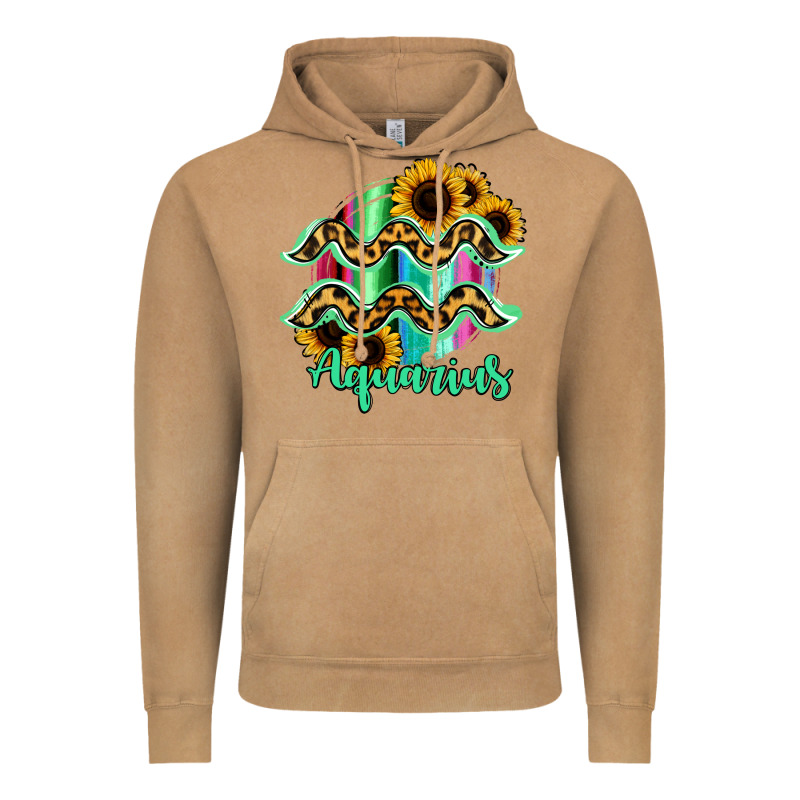 Aquarius Zodiac Sign Sunflower Leopard Serape Vintage Hoodie by RanaPortraitStore | Teevron