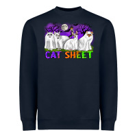 Navy cat sheet ghost cats halloween Heavyweight Sweatshirt - CowGirlArtShop