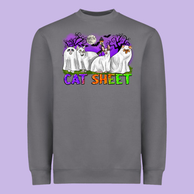 Cat Sheet Ghost Cats Halloween Heavyweight Sweatshirt Designed By Cowgirlartshop