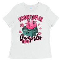 White emotional dumpster fire Ladies Tee - MaliasSmallBusiness