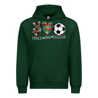 Forest Green peace love soccer Urban Hoodie - CowhideDigitalArt