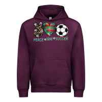 Mauve Wine peace love soccer Urban Hoodie - CowhideDigitalArt